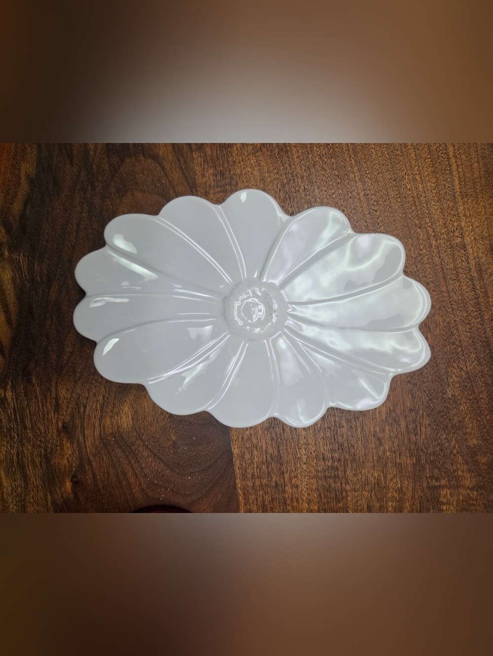 Mud Pie White Floral Ceramic Serving Platter